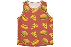 J JOYSAY Food Pizza Hamburger Red Boys Tank Top Sleeveless Muscle Shirts Quick Dry Active Workout Sport Kids T-Shirts 3-15T