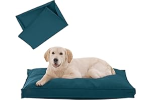 VENESSCO Dog Bed Covers Replacement Washable, Waterproof Dog Bed Cover with Zipper, 36Lx27Wx3H inch Durable Oxford Pet Bed Cover for Outdoor/Indoor Use, Cover Only, Cyan