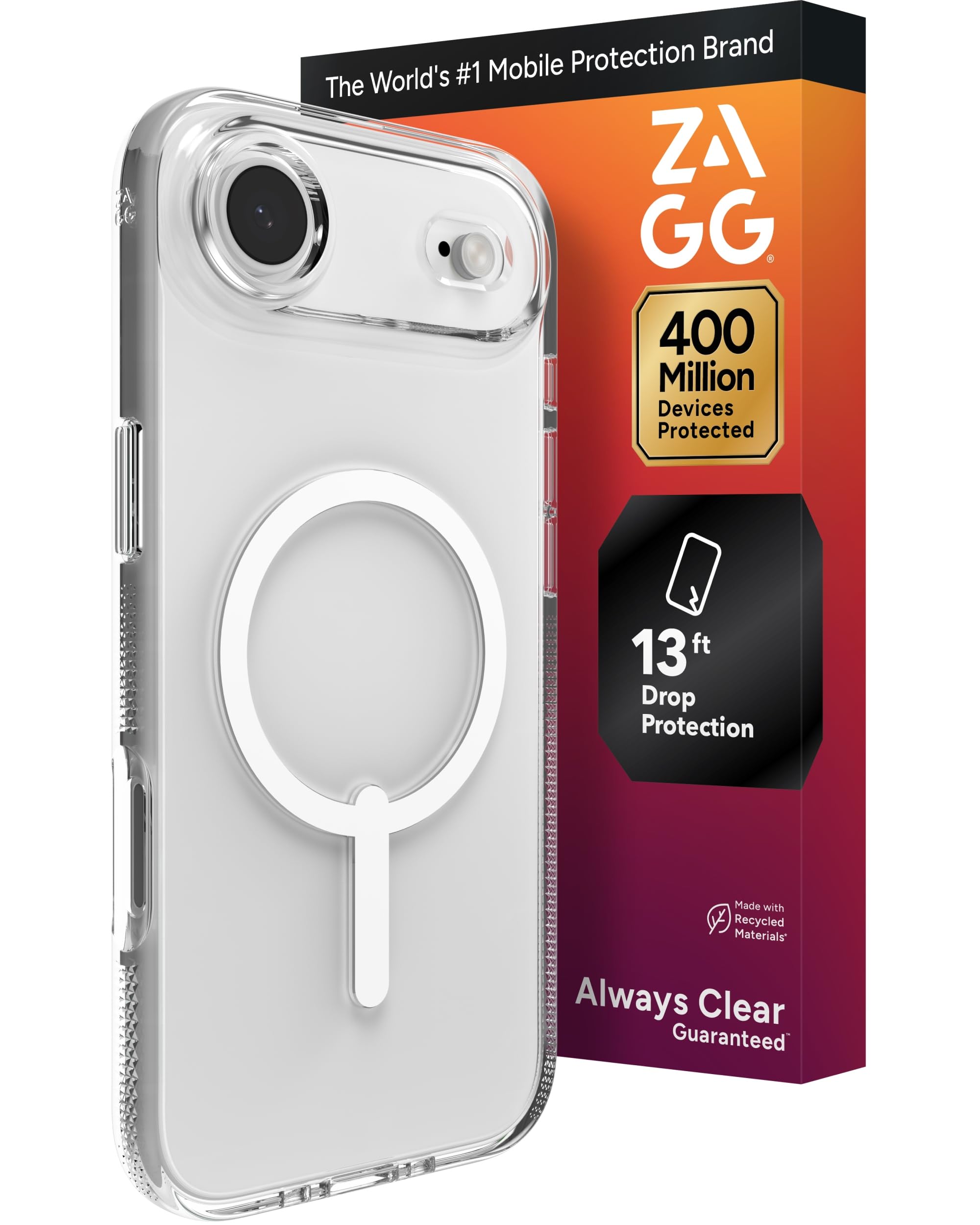 Photo 1 of ZAGG Crystal Palace Case for iPhone Air - Clear, Drop Protection (13ft/4m), ClearGuard Anti?Yellowing & Scratch?Resistant, MagSafe & Wireless Charging Compatible