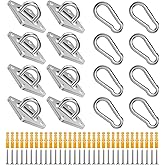 8 Pack 2.31 Inches Pad Eye Hooks,304 Stainless Steel Pad Eye Hanging Hooks for Porch Swing Hang, Heavy Duty Hanging Hardware with Screws for Outdoor/Indoor Use. Sliver