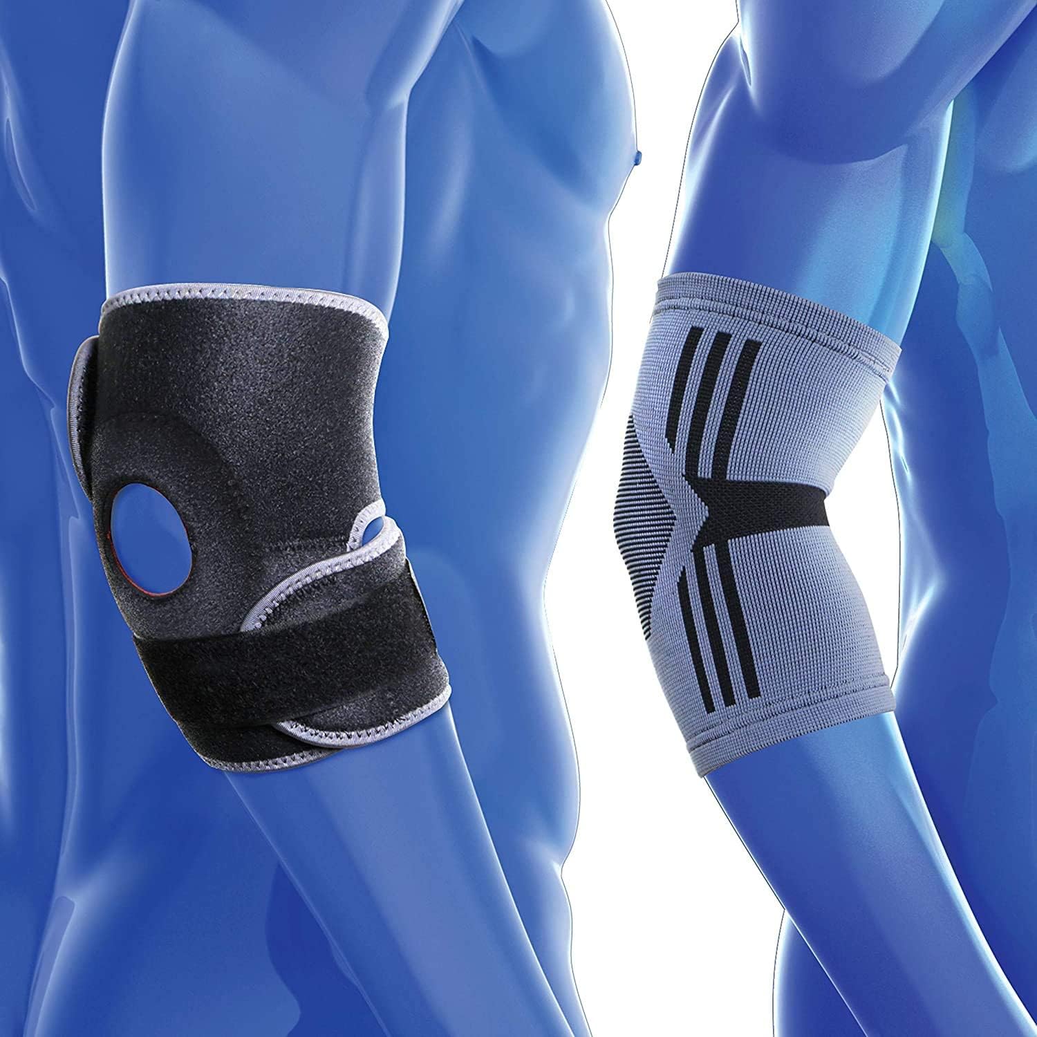 Kedley Elbow Support (Combo Pack – 2pcs) FIRM (Neoprene) & MILD (Elasticated) Compression Bands for Arthritis (M/L)