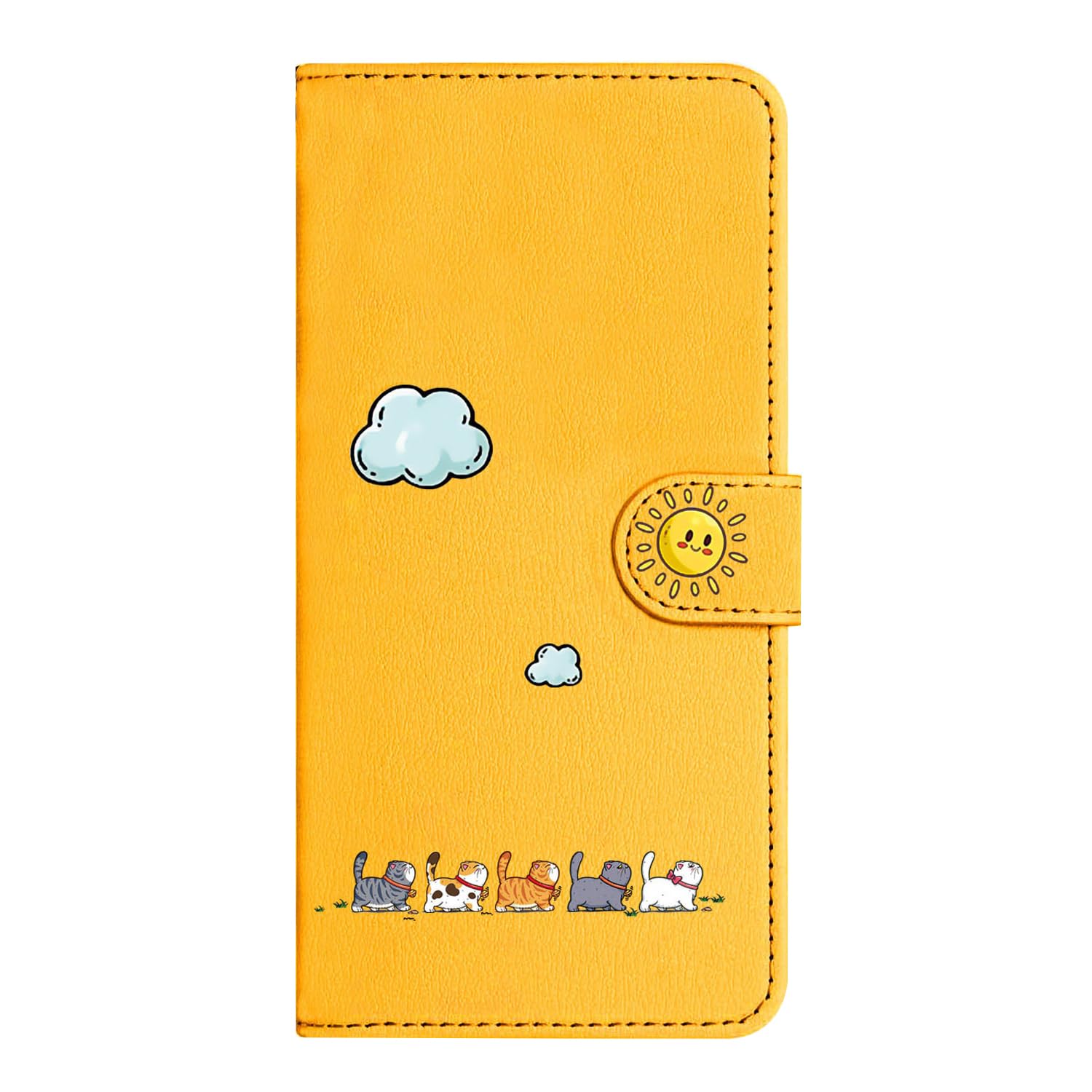 Nokverzy Mobile Phone Case for iPhone 11 Flip Case Magnetic Card Holder kickstand Animal Cat Print Patterned Shockproof Folio Leather Wallet Phone Case Cover for iPhone 11 Case Lanyard Yellow