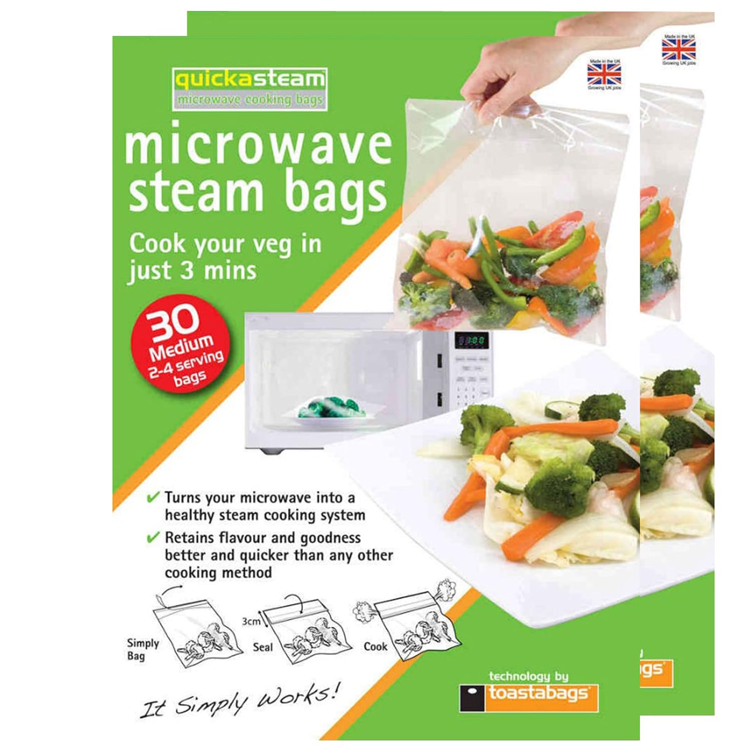 Quickasteam bolsas de vapor para microondas cocinar originales ...