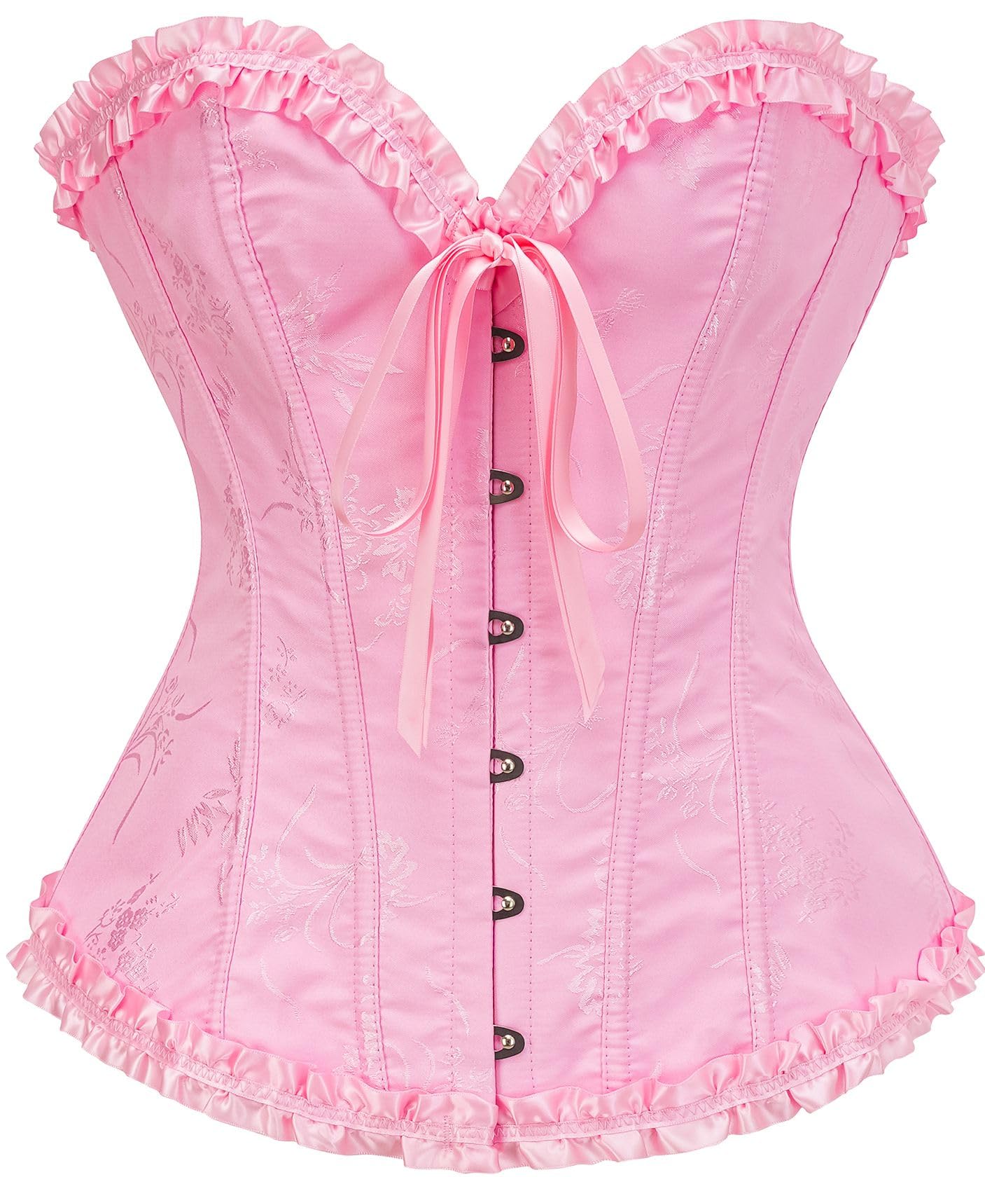 Photo 1 of Vrapo Pink Corset Top for Women | Overbust Lace Up Waist Cincher Shapewear Lingerie - Size XXL