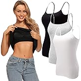 Ibeauti Womens Camisoles Tops with Built in Padded Bra Basic Breathable Tank Top