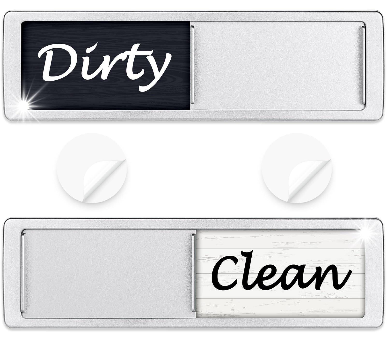 Dishwasher Magnet Clean Dirty Sign Shutter Only Changes When You Push It Non-Scratching Strong Magnet or Adhesive Options Indicator Tells Whether Dishes are Clean or Dirty (Wood White/Black)