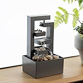 Puulye Desktop Waterfall Fountain Small- 9.65" Relaxation Tabletop Fountain with Soothing Sound for Office & Home Decor - Des