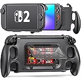 Svetaecho Switch 2 Ergonomic Grip - Handheld Gaming Handle with Detachable Front Cover & 6-Game Cartridge Holder Compatible With Nintendo Switch Joycon 2, Switch 2 Protective Travel Handle Grip