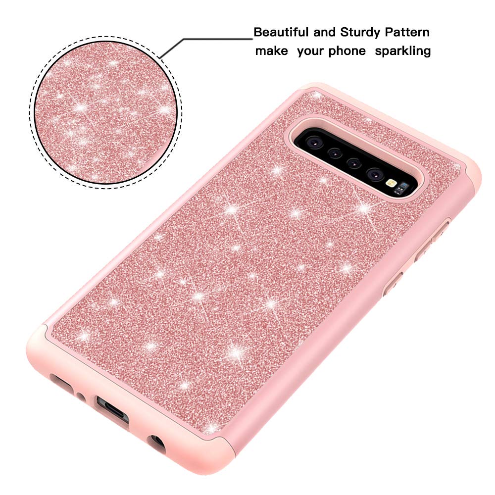 MIITUUELE Galaxy S10e Case, Glitter Case Sparkle Bling, Shining Heavy Duty Protection Dual Layer Hybrid Protective Armor Hard Cover Girls Women Cute Case for Samsung Galaxy S10e (Pink)