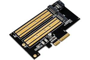 Dual M.2 PCIe Adapter for SATA (B Key) and NVMe (M Key) SSD with High-Speed PCIe x4 Interface, Supports 2230 2242 2260 2280 M