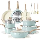 CAROTE 21-Piece Ceramic Pots and Pans Cookware Set, Non Stick Induction Cook Ware Kitchen Cooking Set Non-Toxic Health, PFAS 