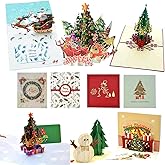 WESAPPINC 7Pack 3D Greeting cards Christmas Cards Pop Up Holiday cards for Fathers,Valentines, Friend,Kids, Handmade Merry Christmas Gifts (7PackChristmas card)