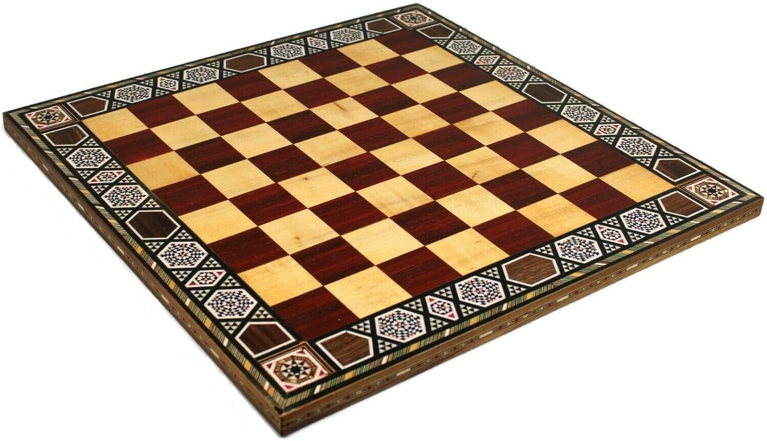 Chessgammon CHESS BOARD ONLY HANDMADE INLAID ROSE WALNUT WOODEN GAME BOARD MOSAIC WITH MOTHER OF PEARL INSETS ROSE - CRWML17