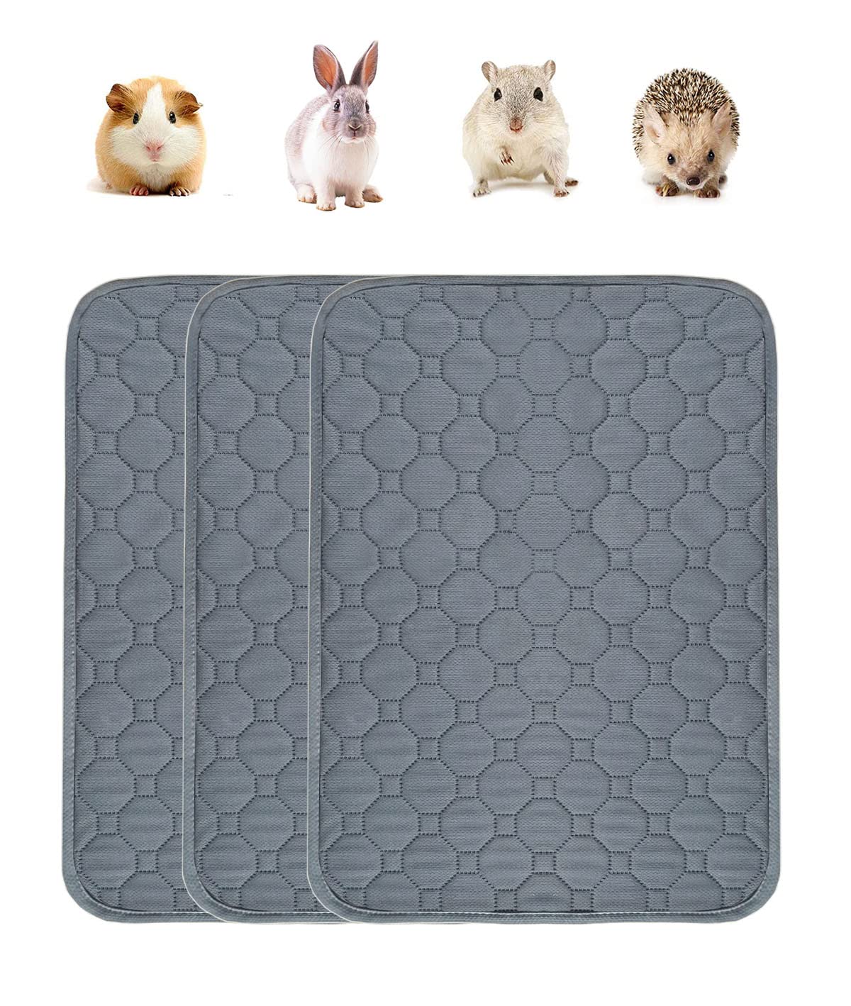 Kuivoo 3 Pack Guinea Pig Cage Liners,Reusable Washable Guinea Pig Pee Pads Bedding,High Absorbent Small Animal Mat with Waterproof Bottom for Rabbit Hedgehog, Hamsters,Chinchilla,50*35cm