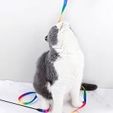Cretty-Meet 2pcs Cat Wand Interactive Toy Rainbow Ribbon Teaser view 2