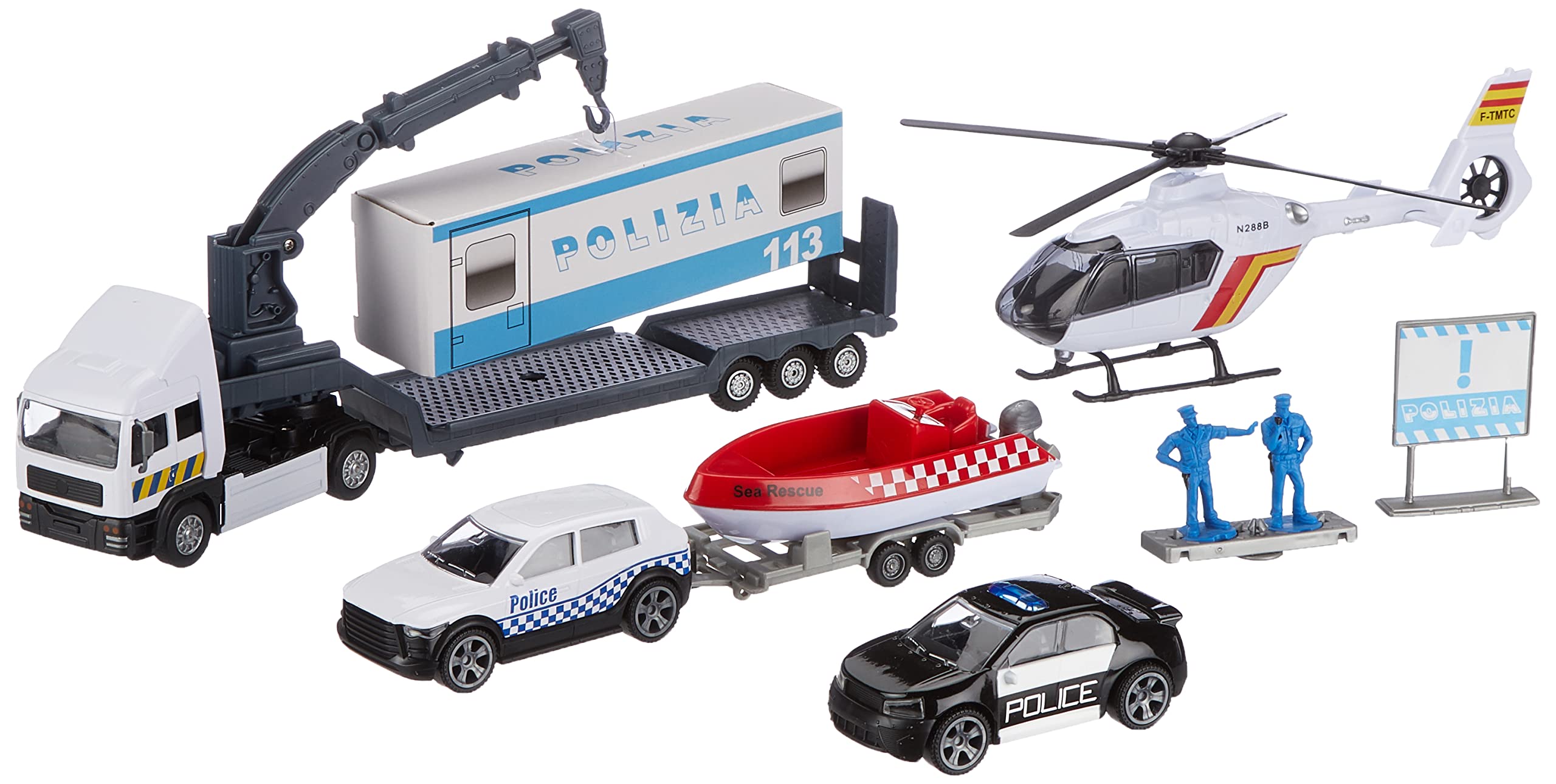 Grandi Giochi - GG00906, Teamsterz Police Set Die Cast, White