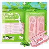 Dual - Line Dental Flossers 85 Count, Mint Floss Picks with 2 Travel Case | Portable Flossing Sticks and ToothPicks Shred-Resistant for Deep Cleaning, High Tension