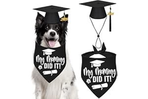 STMK Graduation Dog Cap with 2024 Tassels - Cap & My Mommy Did It Bandana for Small, Medium & Large Dogs (Black)
