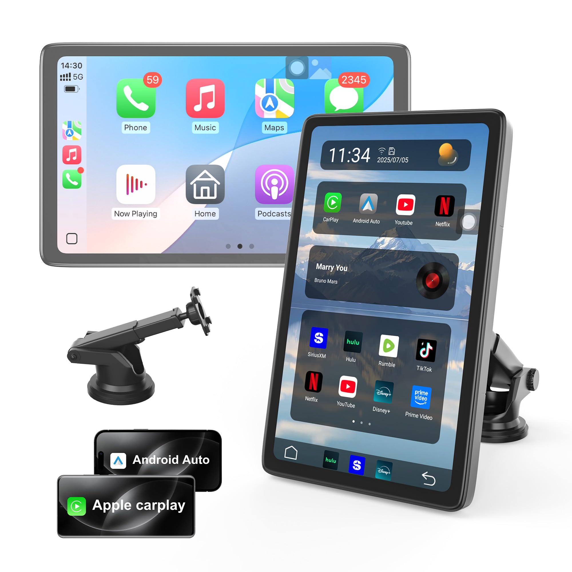 Photo 1 of Upgraded Apple Carplay Screen for Car, 9" Wireless CarPlay & Android Auto Car Stereo Touch Screen, Car Play Supports Netflix/YouTube/TikTok, App Store, Screen Flip, GPS Navigation, Voice Control