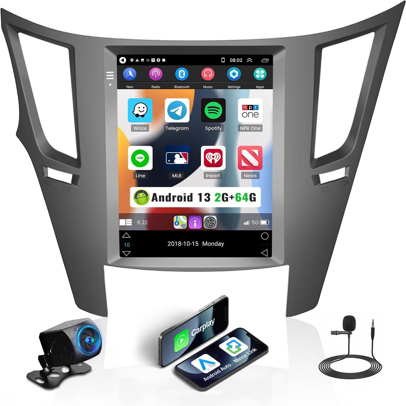 Photo 1 of UNITOPSCI 2G+64G Android Car Stereo Radio for Subaru Outback Legacy 2010-2014 Wireless CarPlay Android Auto 9.7 Inch Vertical Touchscreen HiFi Bluetooth GPS Navigation FM/RDS WiFi SWC Backup Camera