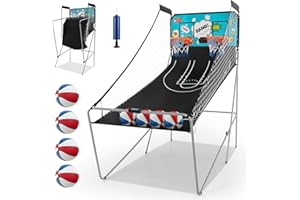 Goplus Foldable Dual Shot Basketball Arcade Game, Basketball Hoop Game w/Electronic Scoring, 8 Game Modes, 4 Balls, Indoor Ou