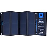 BigBlue New 28W Portable Solar Charger Dual USB Ports with Waterproof Sunpower Solar Panels & Digital Ammeter for Rechargeable USB Devices - iPhone Android GoPro Etc (28W New Version)