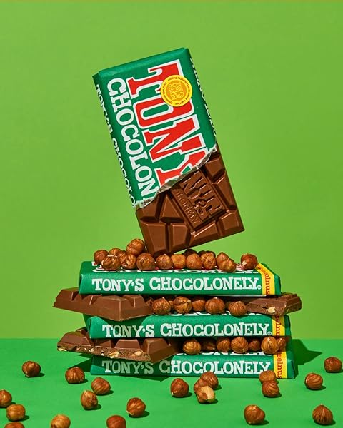 TONY’S CHOCOLONELY BELGIAN MILK CHOCOLATE HAZELNUT CANDY BAR FOR SNACKS, CHOCOLATE BAR FOR PARTY FAVORS, GIFTS, OR GIFT BASKET, 32% CACAO, MADE FROM QUALITY FAIRTRADE COCOA, 6.35 OZ