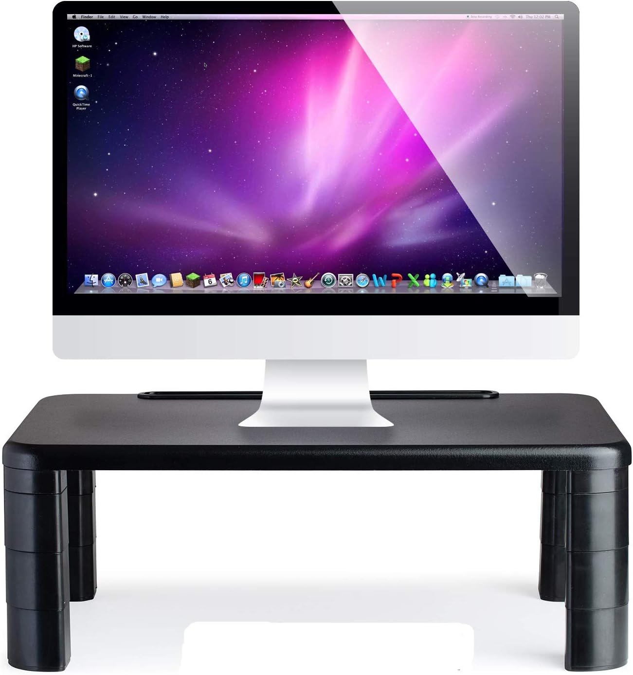 Halter LZ-500 Premium Height Adjustable Monitor Stand, Laptop Stand, Monitor Riser - Home & Office Desk Organizer, Black