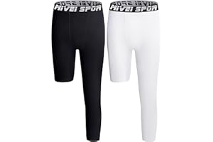 MIVEI Youth Boys Girls One Leg Compression Pants Basketball Single Leg Sleeve Tights Kids 3/4 Leggings Sports Base Layer