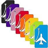 Gostwo 8 Pack Silicone Luggage Tags for Suitcases, Plane Travel Essentials | Suitcase Bag Name Tag, TSA Approved, Stainless L