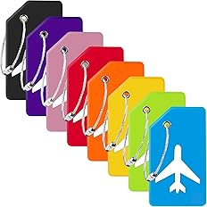 Gostwo 8 Pack Silicone Luggage Tags for Suitcases, Plane Travel Essentials | Suitcase Bag Name Tag, TSA Approved, Stainless L