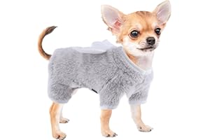 SEBAOYU Winter Dog Pajamas for Small Dogs, Fall Dog Sweater, Warm Fleece Puppy Pjs Clothes Chihuahua Yorkie Tiny Dog Clothes Outfit, XXS~M, Pet Cat Sweater (Medium)