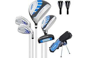 XDriveMax 5/6 Pieces Kids Golf Club Set, Junior Golf Club Set Ages 4-12 Includes Stand Bag, 1# Drive, 5# Hybrid, 6/7#, 9/P# Irons and Putter Right Hand for Boys Girls