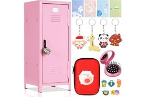 Vercraft 12 Pcs Christmas Mini Locker 10.8 Inch Miniature Storage with Lock and 2 Keys Small Cute Functional Locker for Desktop Bedroom Home Office(Pink,Pig)