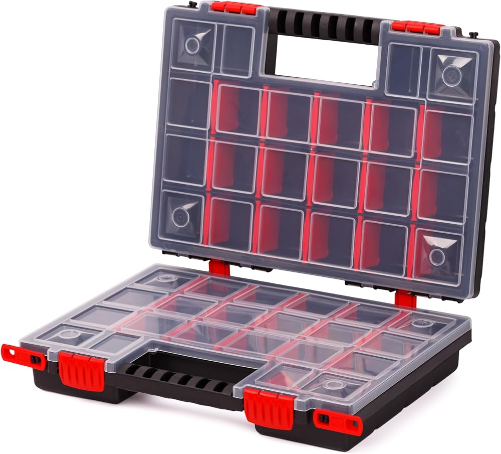 Mivos Double Sided Storage Box 344mm 40 Compartments Organizer Workshop Garage