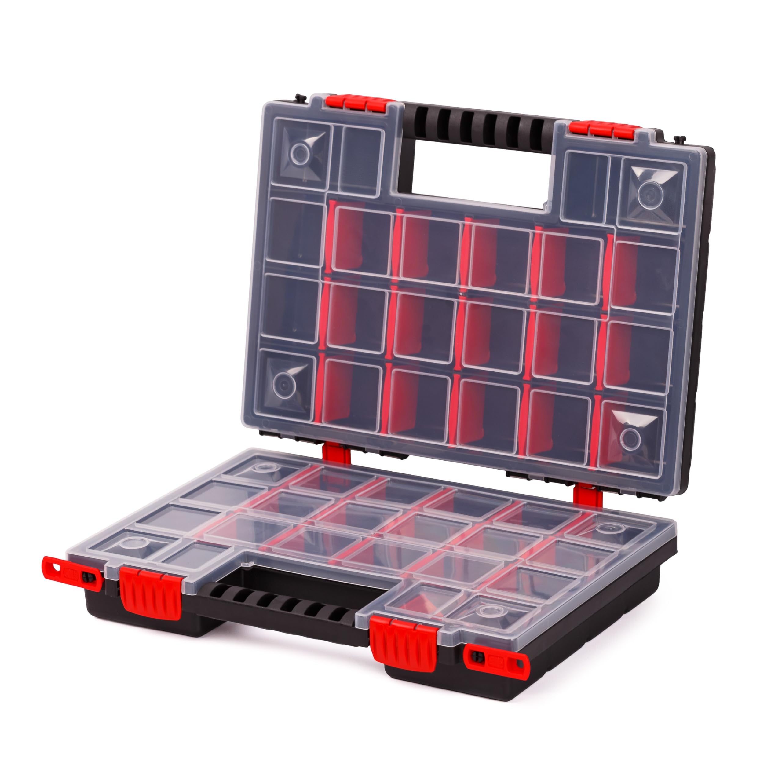 Mivos Double Sided Storage Box - 344 x 249 x 100 mm, 40 Adjustable Compartments for Accessories & Small Parts