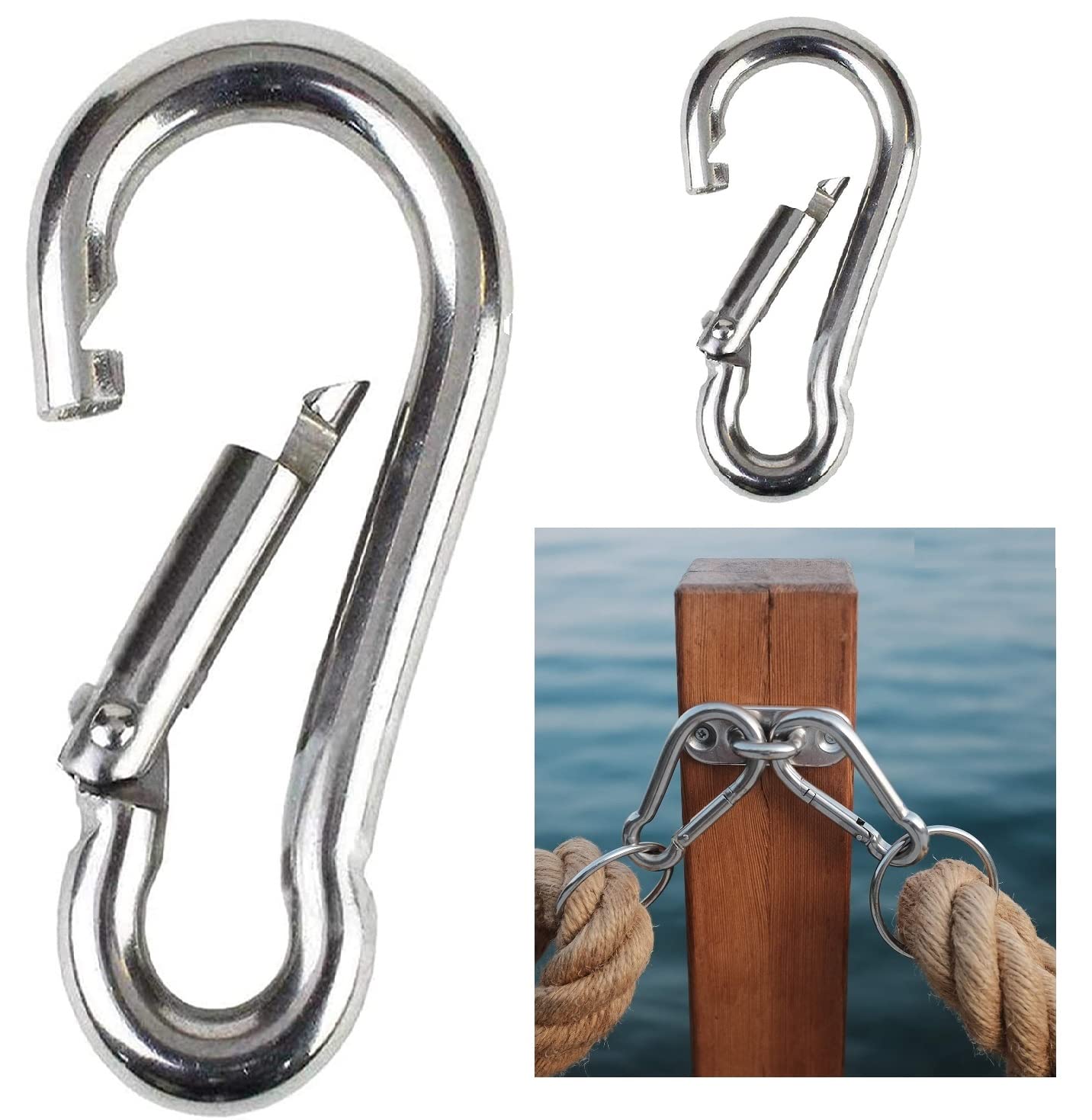 TERF® M12 Heavy Duty Carbine Snap Hook Steel M12 (12mm) Spring-Loaded Closure Snap Carabiner Hook Use For Outdoor Travel Camping Fishing Hiking Hanging Swing and Multi Purpose Use - Pack of 2