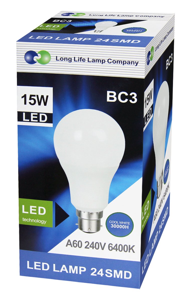 15W GLS LED Light Bulb 3 PIN BC3 15W = 150W Warm or Cool White