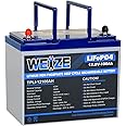 WEIZE 12V 100Ah Mini LiFePO4 Lithium Battery, Built-in 100A Smart BMS, Deep Cycle Low Temperature Protection Battery Perfect 