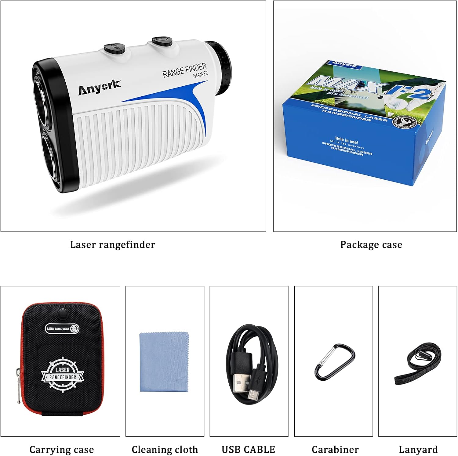 Anyork Rechargeable Golf Rangefinder with Slope Compensation On/Off 1500yards, Laser Range Finder Gift, Flag-Lock Tech with Vibration, USB Charging, Clear View, Fast Reading, Continuous Scan, Gift Package : Sports & Outdoors
