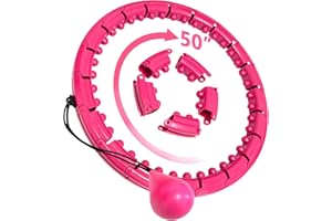 Brebon Weighted Hoola Exercise Fit Hoops Plus Size for Weight Loss, 2 in 1 Weight Loss 24 Detachable Knots Fitness Abdomen Equipment Hoops Adjustable Auto-Spinning Ball for Adult