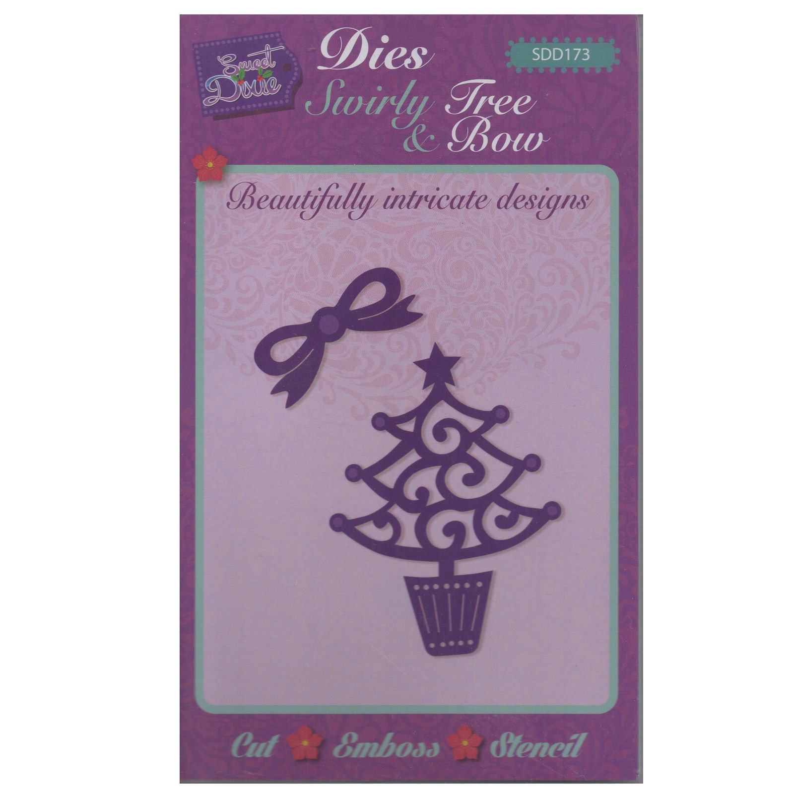 Sweet Dixie Swirly Tree & Bow Die, Grey