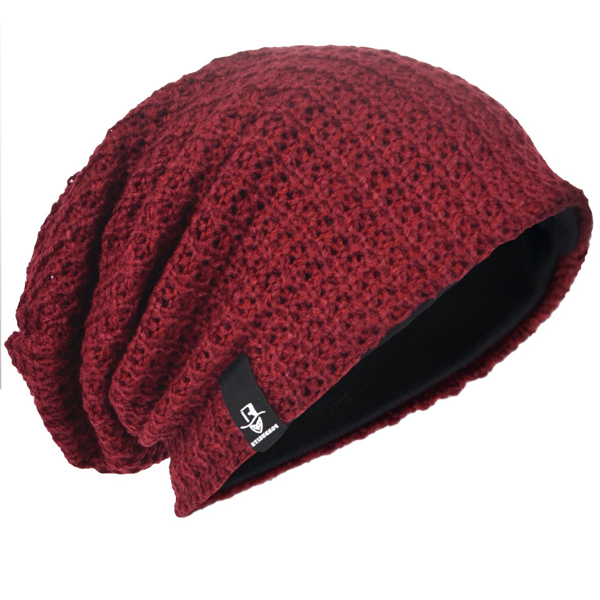 Men Oversize Beanie Slouch Skull Knit Large Baggy Cap Ski Hat B08 (Claret)