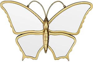 Wartter Decorative Butterfly Wall Mirror with Gold Plastic Frame (9.8 x 6.3 inch)