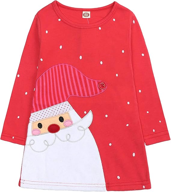 Amazon 子供服 女の子 ワンピース キッズ 長袖 ドレス お嬢様 チュニック 秋 冬 ガールズドレス 柔らかい パーテイーワンピース クリスマス 衣装 ロンt 春秋 Tシャツワンピース ルームウェア 幼児 サンタ服 水玉柄 卒業式 発表会 コスチューム ワンピース チュニック