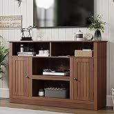 Furnify Farmhouse TV Stand for 65 inch TV, Modern Entertainment Center for 55/60/65 inch TV, with 2 Doors and Storage Cabinets, Console Table and Media Furniture for Living Room, 55 Inch, Walnut