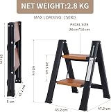 EPROSMIN 2 Step Ladder Lightweight Folding Aluminum Alloy Anti-Slip Wide Tread view 2