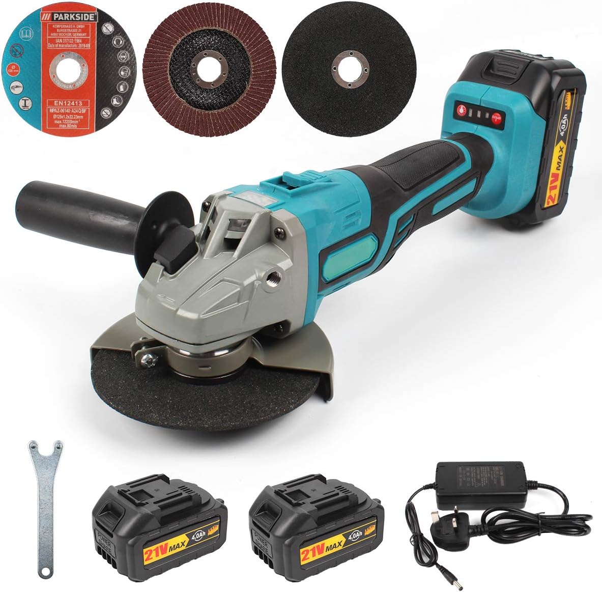 21V Cordless Angle Grinder, 125mm Brushless Angle Grinder with 3 Disc
