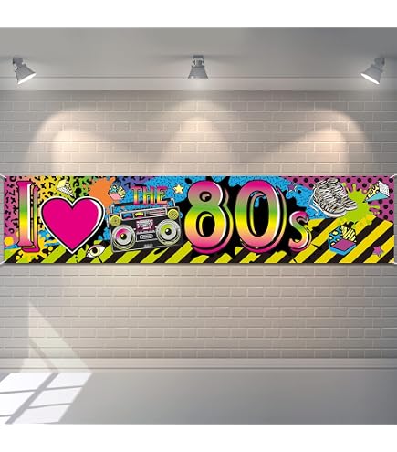 Sursurprise Back To The 80s Party Decorations - Retro Birthday Banner & Garland, 1980s Theme Supplies
