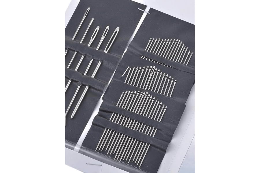 55pcs Hand Sewing Needles Set, Big Eye Embroidery Needles Kit with Assorted Sizes, Premium Needlework Supplies for Sewing Crafting